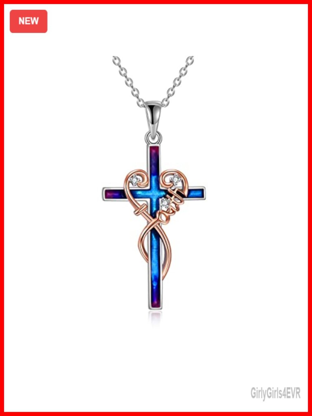 Sterling Silver Cross Necklace Faith Pendant 18+2 Inch Chain Women Religious